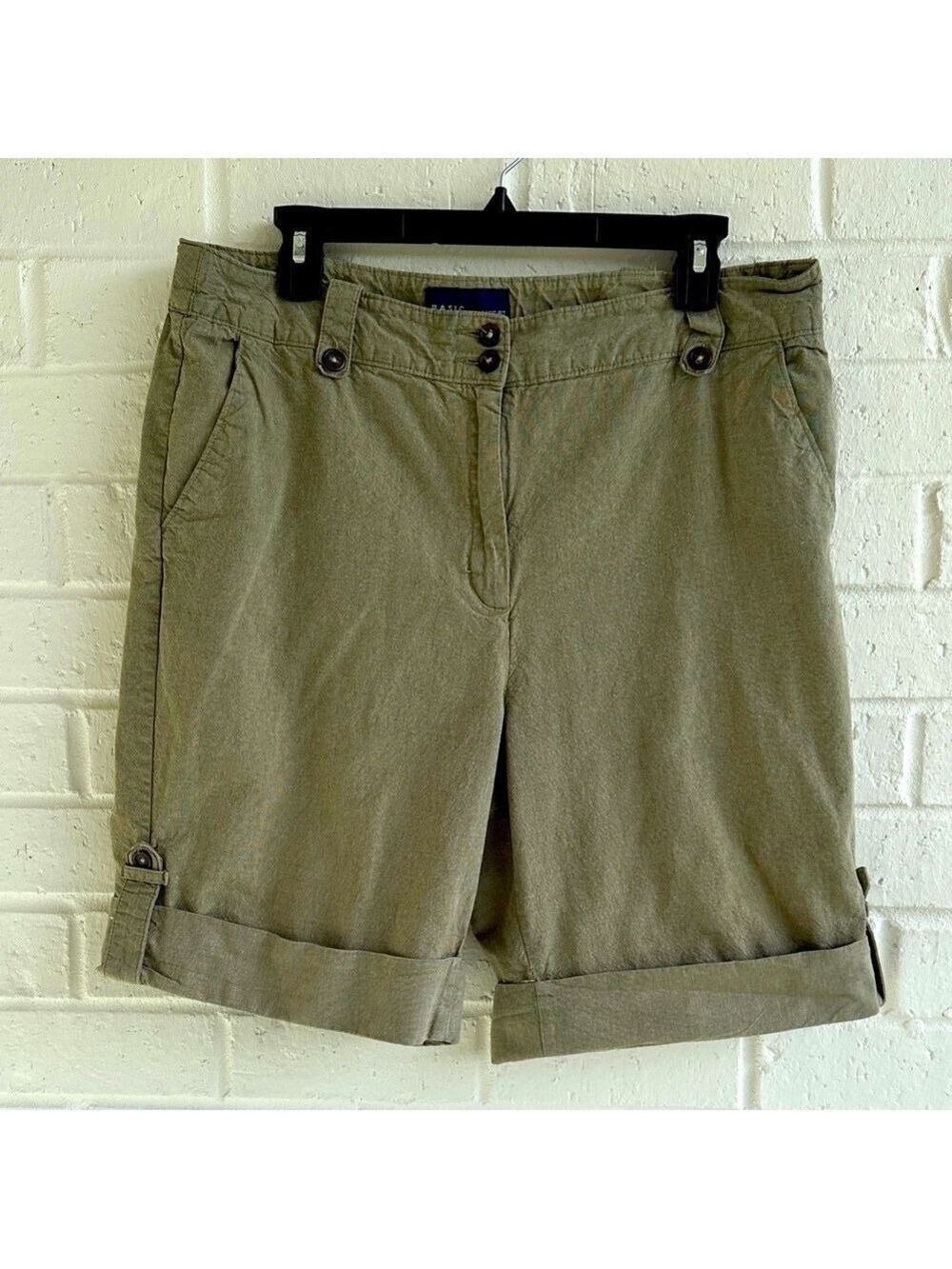 Basic Editions Women's Khaki Bermuda Shorts, Size 14. All Cotton. Almost New.